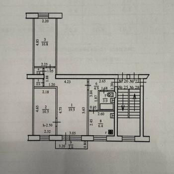 Продается 3-х комнатная квартира, 57 м²