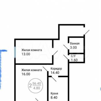 Продается 2-х комнатная квартира, 62,7 м²