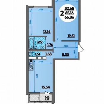 Продается 2-х комнатная квартира, 67 м²