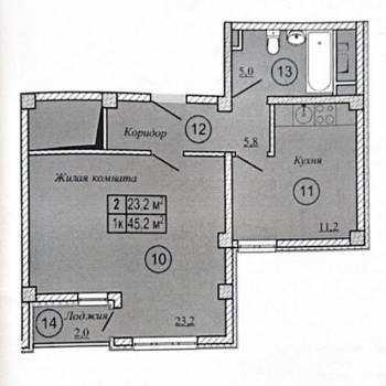 Продается 1-комнатная квартира, 47,7 м²