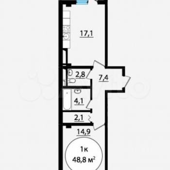 Продается 1-комнатная квартира, 48,4 м²