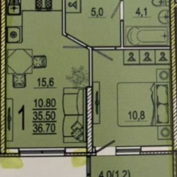 Сдается 1-комнатная квартира, 37,2 м²