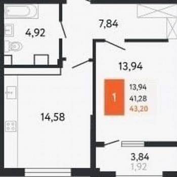 Продается 1-комнатная квартира, 45 м²