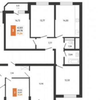 Продается 3-х комнатная квартира, 80,6 м²