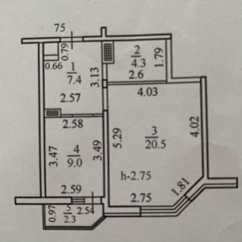 Продается 1-комнатная квартира, 41,2 м²