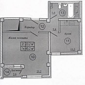 Продается 1-комнатная квартира, 47,7 м²
