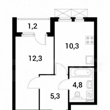 Продается 1-комнатная квартира, 35 м²