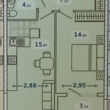 Продается 1-комнатная квартира, 45 м²