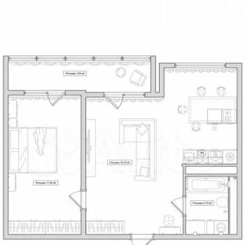 Продается 2-х комнатная квартира, 61 м²
