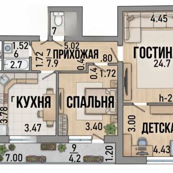 Продается 3-х комнатная квартира, 82,2 м²