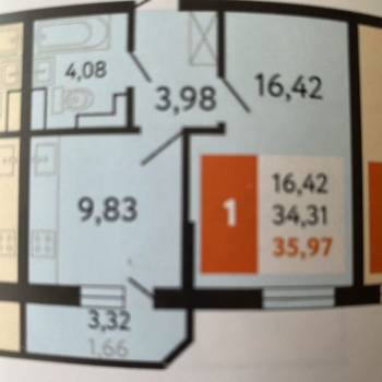 Продается 1-комнатная квартира, 36 м²
