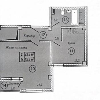 Продается 1-комнатная квартира, 47,7 м²