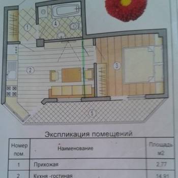 Продается 1-комнатная квартира, 38,5 м²