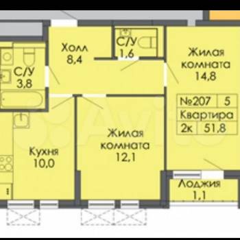 Сдается 2-х комнатная квартира, 55 м²