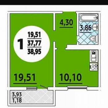Сдается 1-комнатная квартира, 40 м²