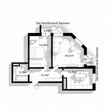 Продается 2-х комнатная квартира, 60,9 м²