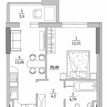 Продается 1-комнатная квартира, 32,9 м²
