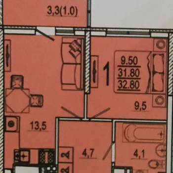 Сдается 1-комнатная квартира, 33 м²