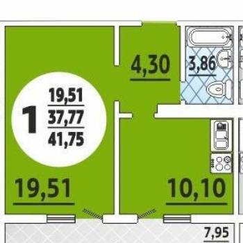 Продается 1-комнатная квартира, 37,7 м²