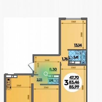 Продается 3-х комнатная квартира, 86 м²