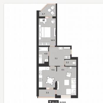 Сдается 2-х комнатная квартира, 70 м²