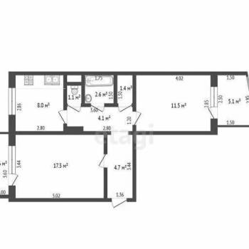 Продается 2-х комнатная квартира, 54 м²