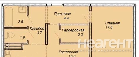 Продается 2-х комнатная квартира, 57 м²