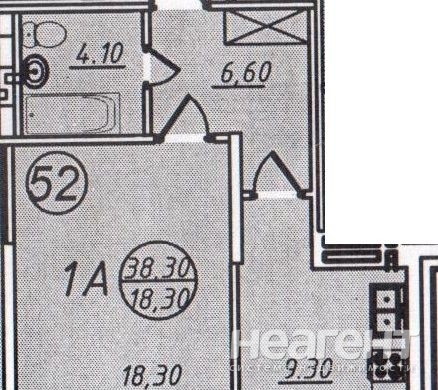 Продается 1-комнатная квартира, 38,4 м²