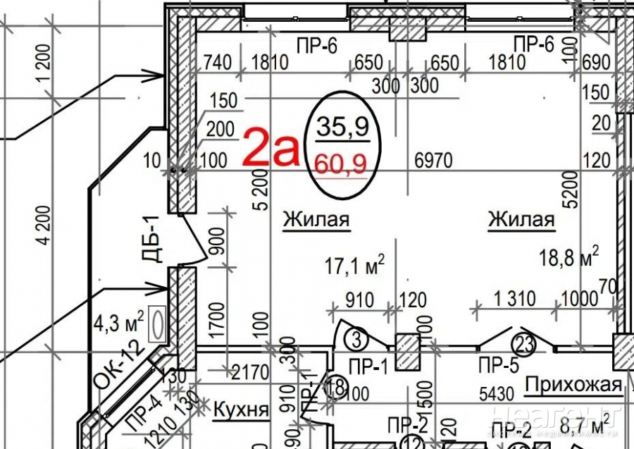 Продается 2-х комнатная квартира, 60 м²