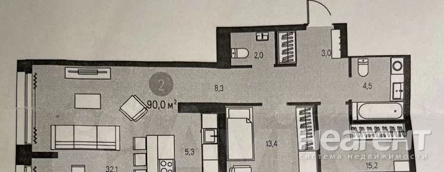 Продается 3-х комнатная квартира, 90,1 м²