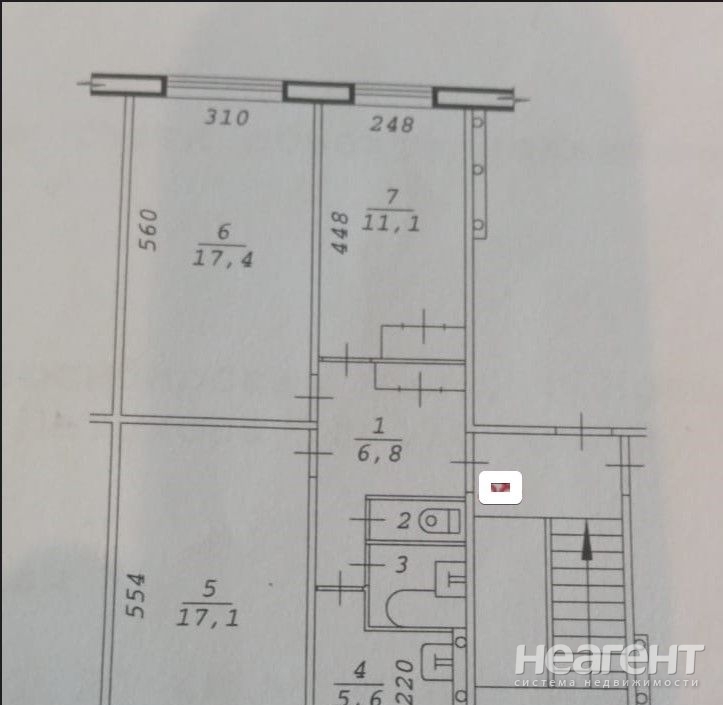 Продается 3-х комнатная квартира, 61,2 м²