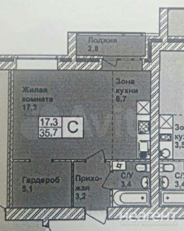 Продается 1-комнатная квартира, 35 м²