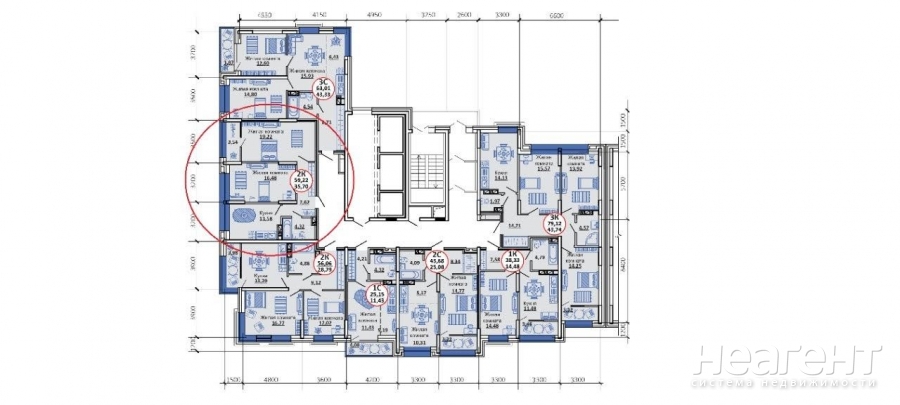 Продается 2-х комнатная квартира, 62,8 м²