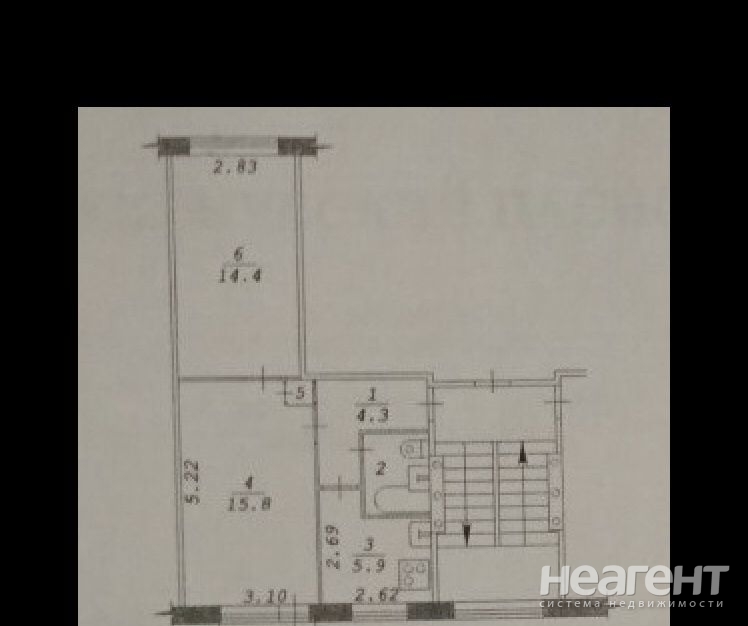 Сдается 2-х комнатная квартира, 43 м²