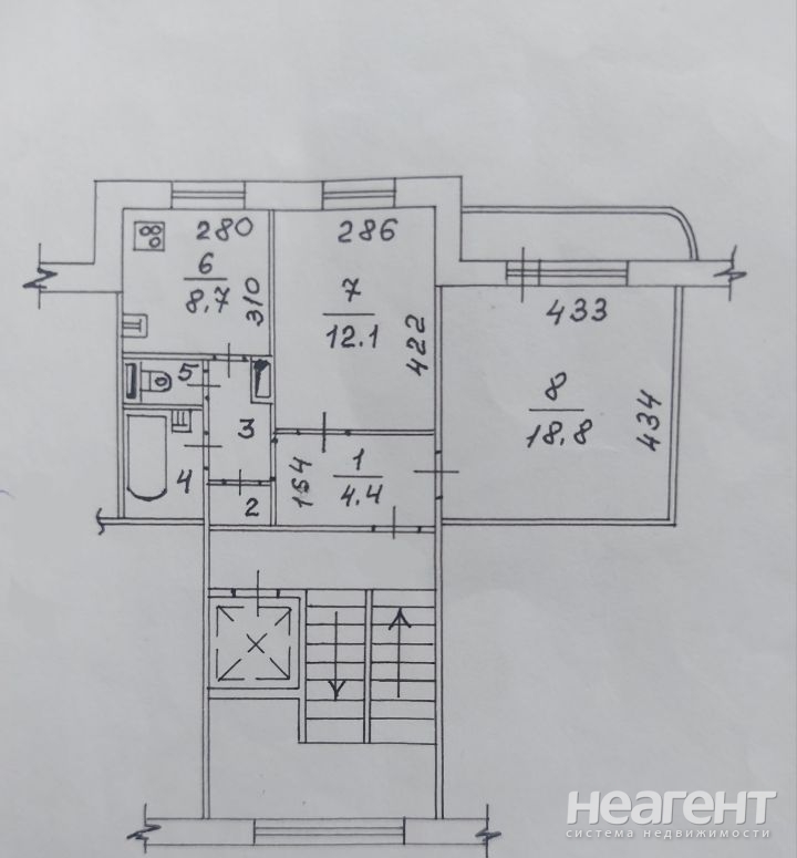 Продается 2-х комнатная квартира, 51,7 м²