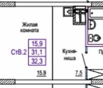 Сдается 1-комнатная квартира, 32 м²