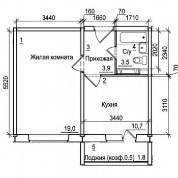 Сдается 1-комнатная квартира, 40,7 м²