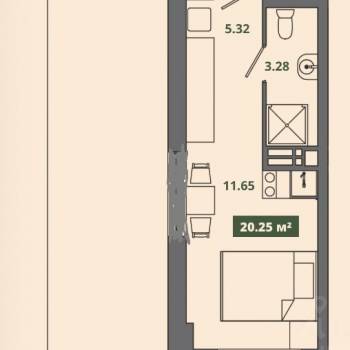 Продается 1-комнатная квартира, 20,25 м²