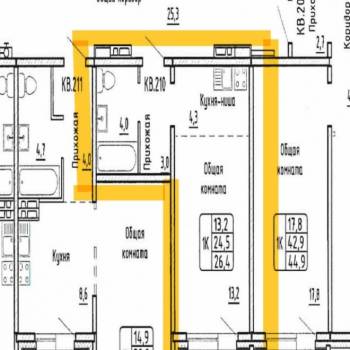 Продается 1-комнатная квартира, 26,4 м²