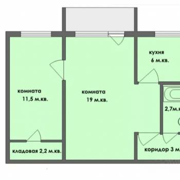 Сдается 2-х комнатная квартира, 46 м²