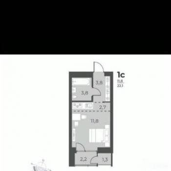 Продается 1-комнатная квартира, 23 м²