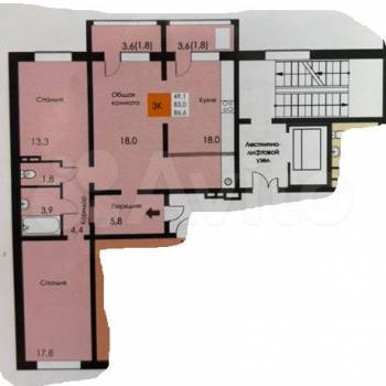 Продается 3-х комнатная квартира, 86,6 м²