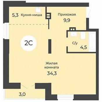 Продается 2-х комнатная квартира, 55,7 м²