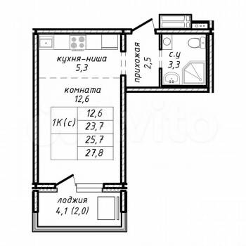 Продается 1-комнатная квартира, 25 м²