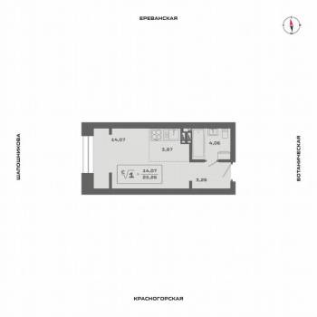 Продается 1-комнатная квартира, 25 м²