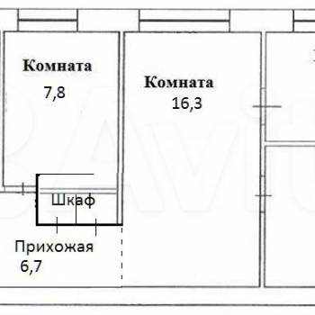 Продается Многокомнатная квартира, 62 м²