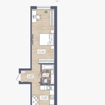 Продается 1-комнатная квартира, 50,5 м²