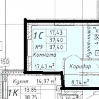 Продается 1-комнатная квартира, 37,4 м²