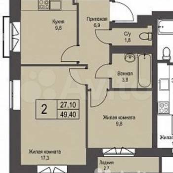Продается 2-х комнатная квартира, 49,2 м²