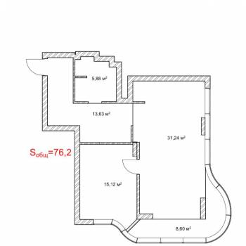 Сдается 2-х комнатная квартира, 76,2 м²